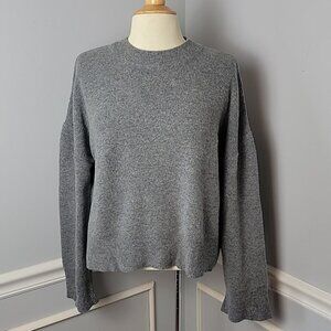 RICH VILLAGE Gray Mock Crew Neck Drop Shoulder Cropped Tight Knit Casual Sweater
